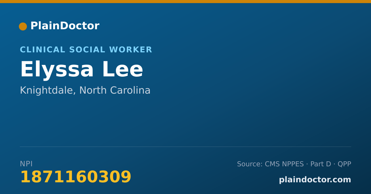 Shareable card for Elyssa Lee - Clinical Social Worker, Knightdale, NC