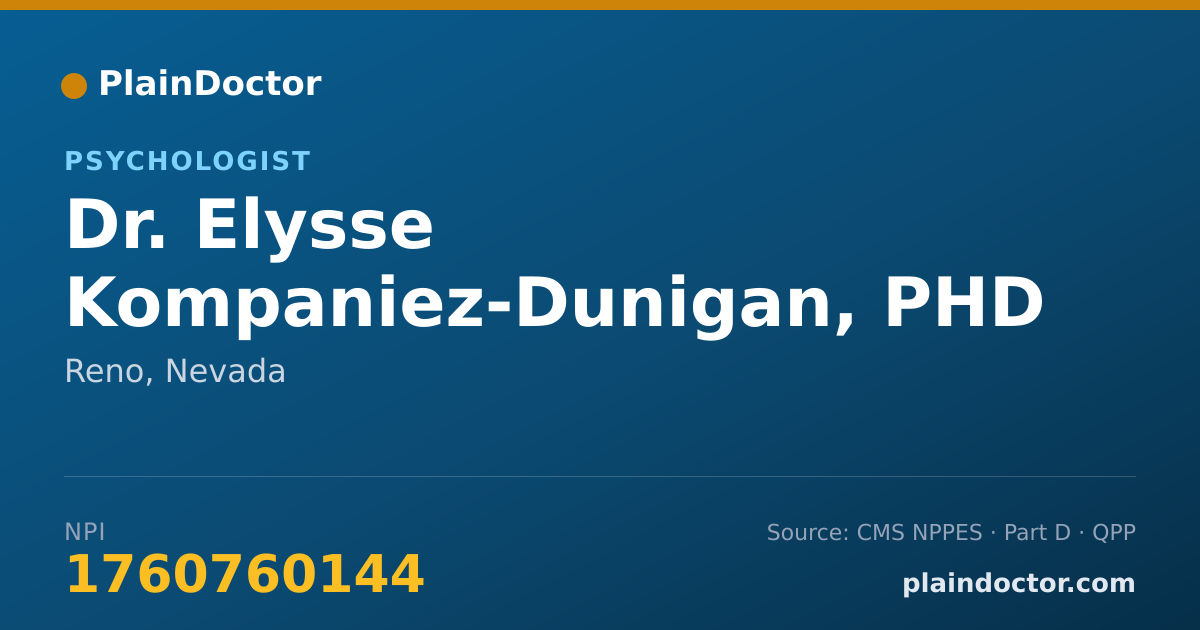 Shareable card for Elysse Kompaniez-Dunigan, PHD - Psychologist, Reno, NV