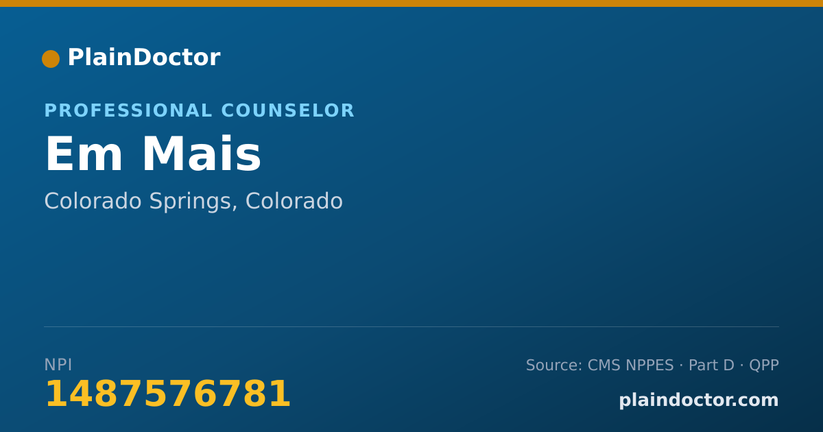 Shareable card for Em Mais - Professional Counselor, Colorado Springs, CO