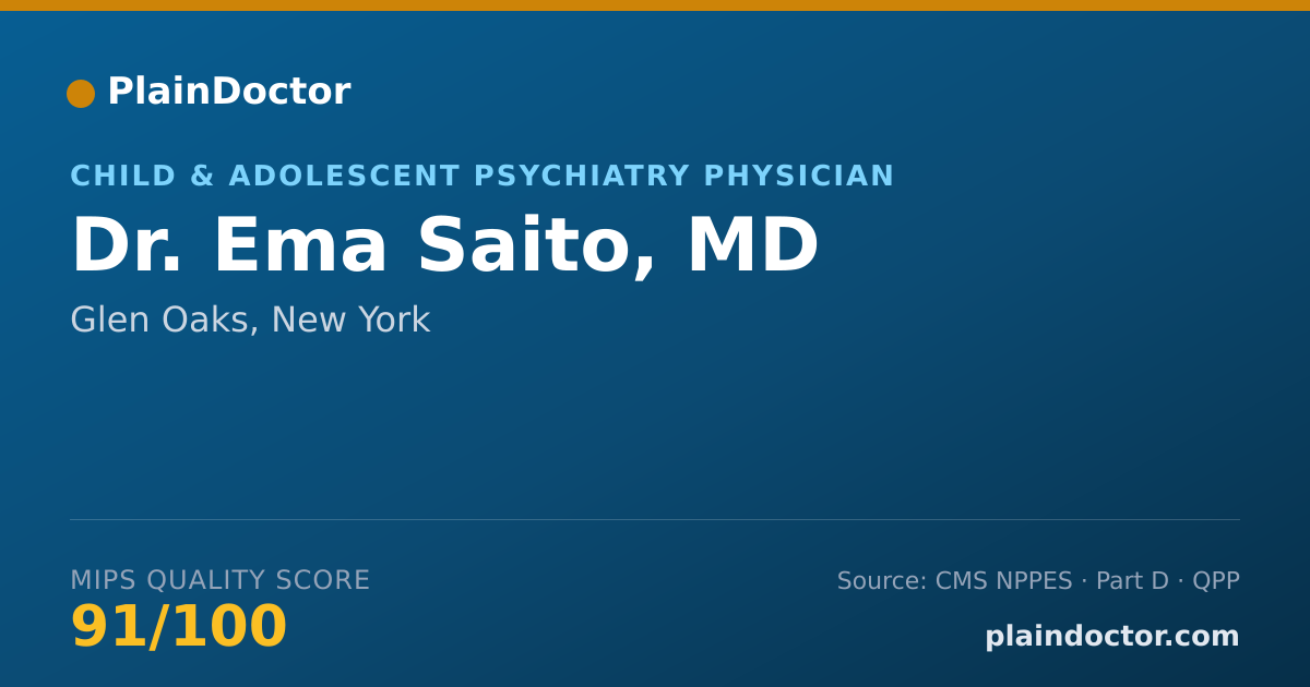Shareable card for Ema Saito, MD - Child & Adolescent Psychiatry Physician, Glen Oaks, NY