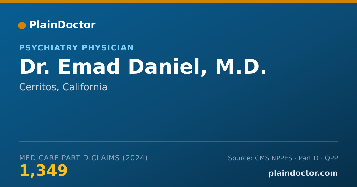 Shareable card for Emad Daniel, M.D. - Sports Medicine (Psychiatry & Neurology) Physician, Cerritos, CA