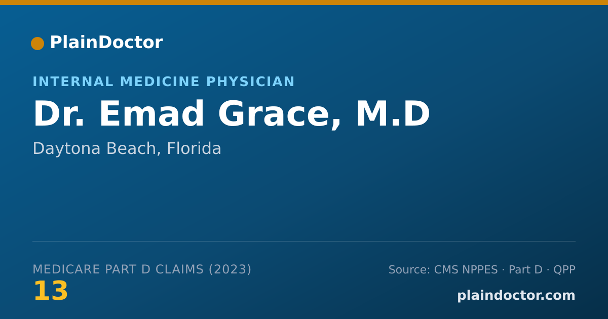 Shareable card for Emad Grace, M.D - Internal Medicine Physician, Daytona Beach, FL