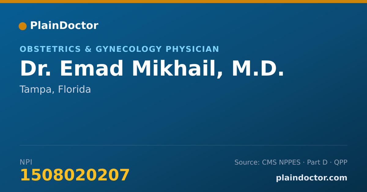 Shareable card for Emad Mikhail, M.D. - Obstetrics & Gynecology Physician, Tampa, FL