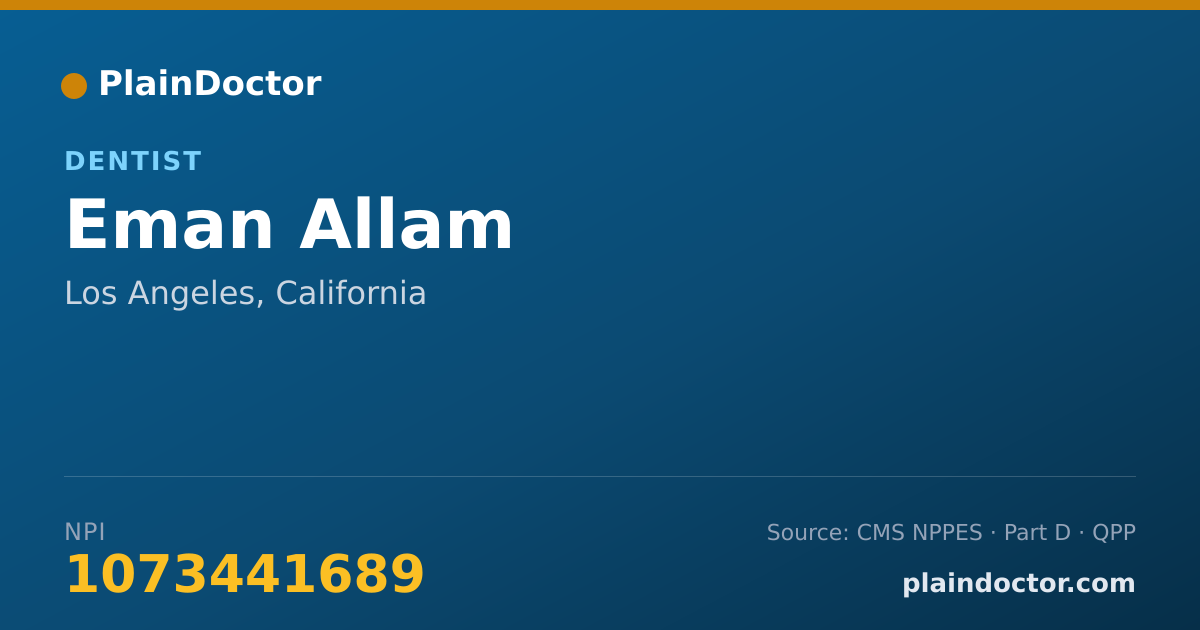 Shareable card for Eman Allam - Dentist, Los Angeles, CA