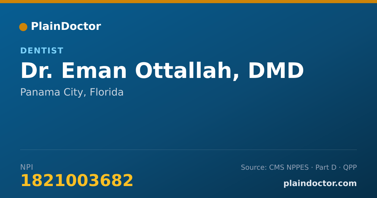 Shareable card for Eman Ottallah, DMD - Dentist, Panama City, FL