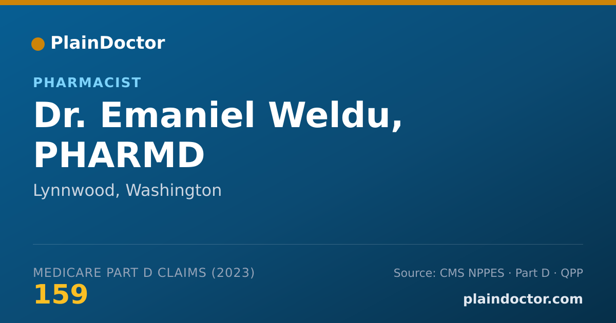Shareable card for Emaniel Weldu, PHARMD - Pharmacist, Lynnwood, WA