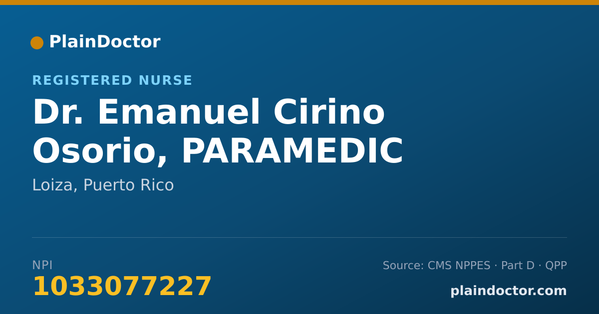 Shareable card for Emanuel Cirino Osorio, PARAMEDIC - Registered Nurse, Loiza, PR