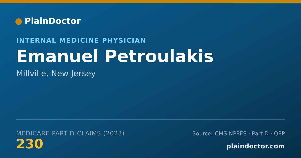 Shareable card for Emanuel Petroulakis - Internal Medicine Physician, Millville, NJ