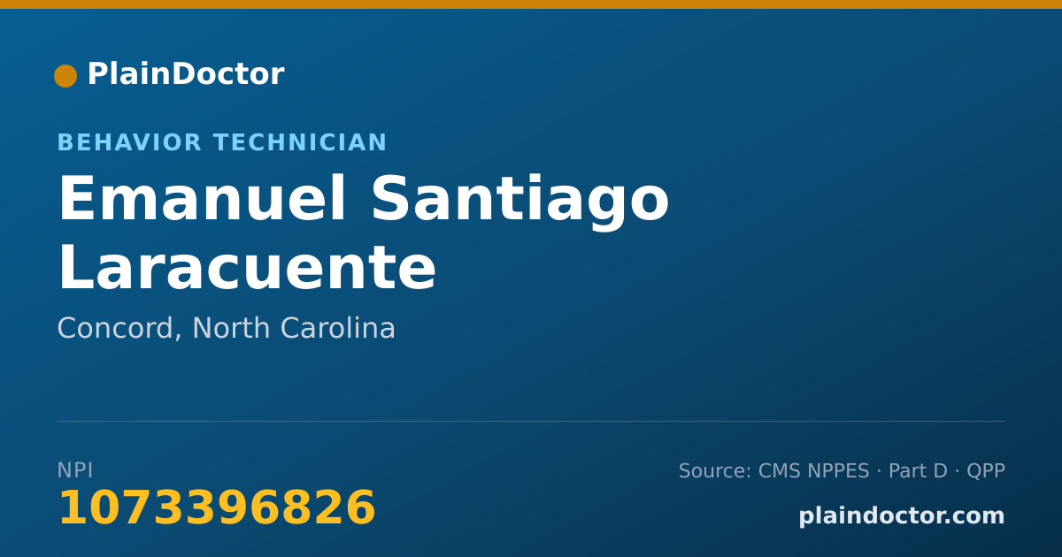 Shareable card for Emanuel Santiago Laracuente - Behavior Technician, Concord, NC