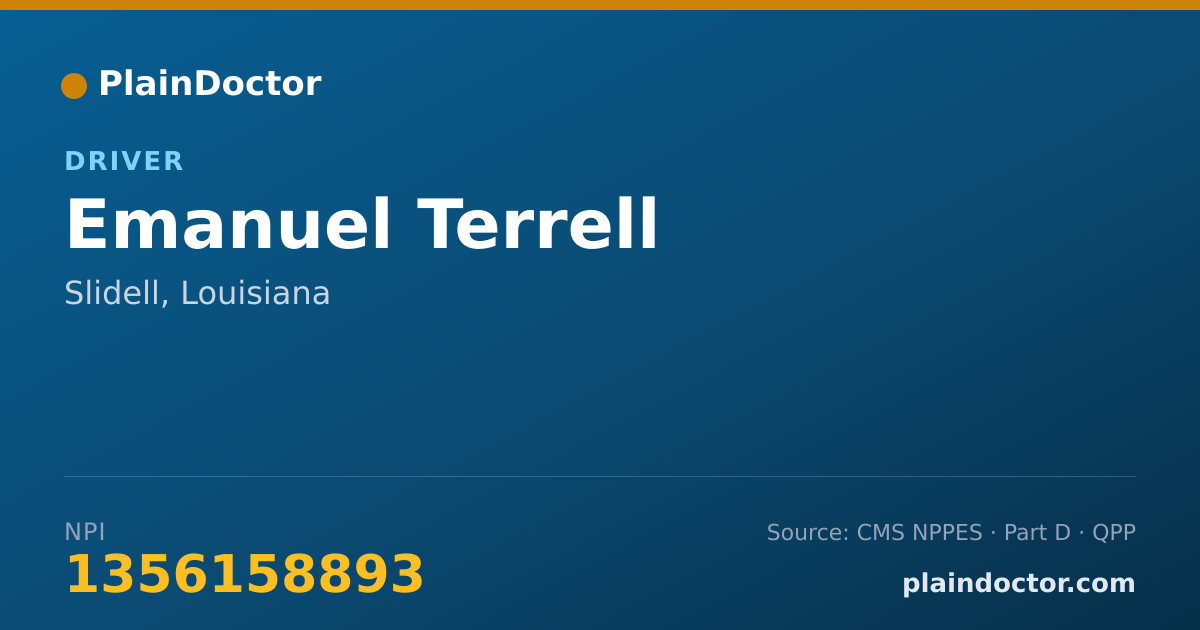 Shareable card for Emanuel Terrell - Driver, Slidell, LA