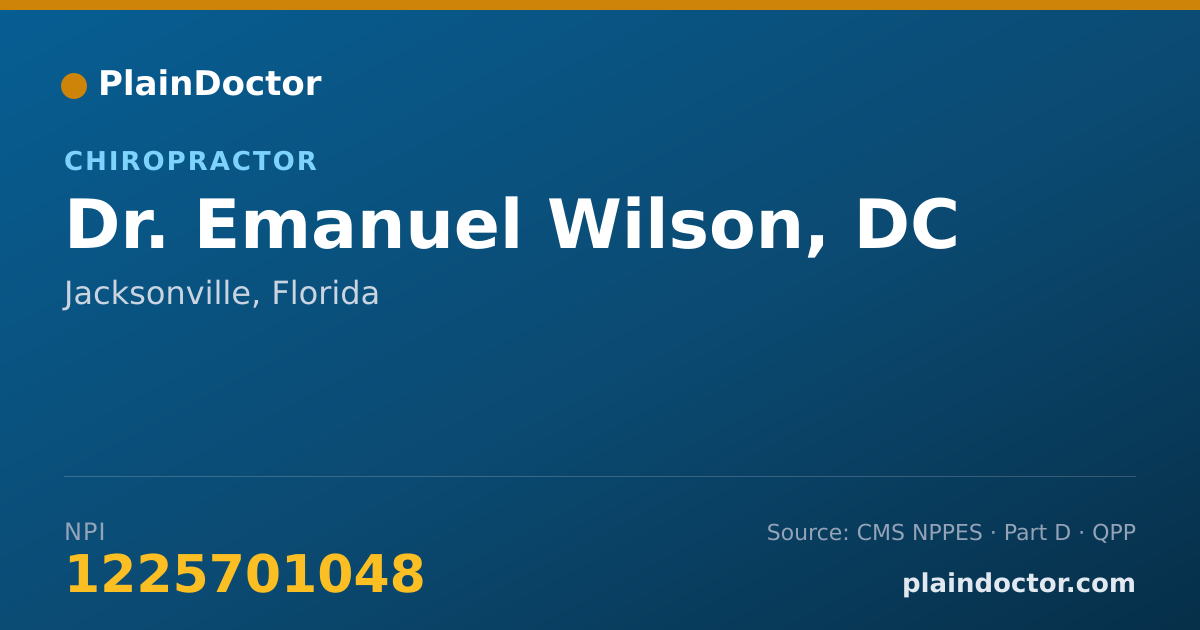 Shareable card for Emanuel Wilson, DC - Chiropractor, Jacksonville, FL