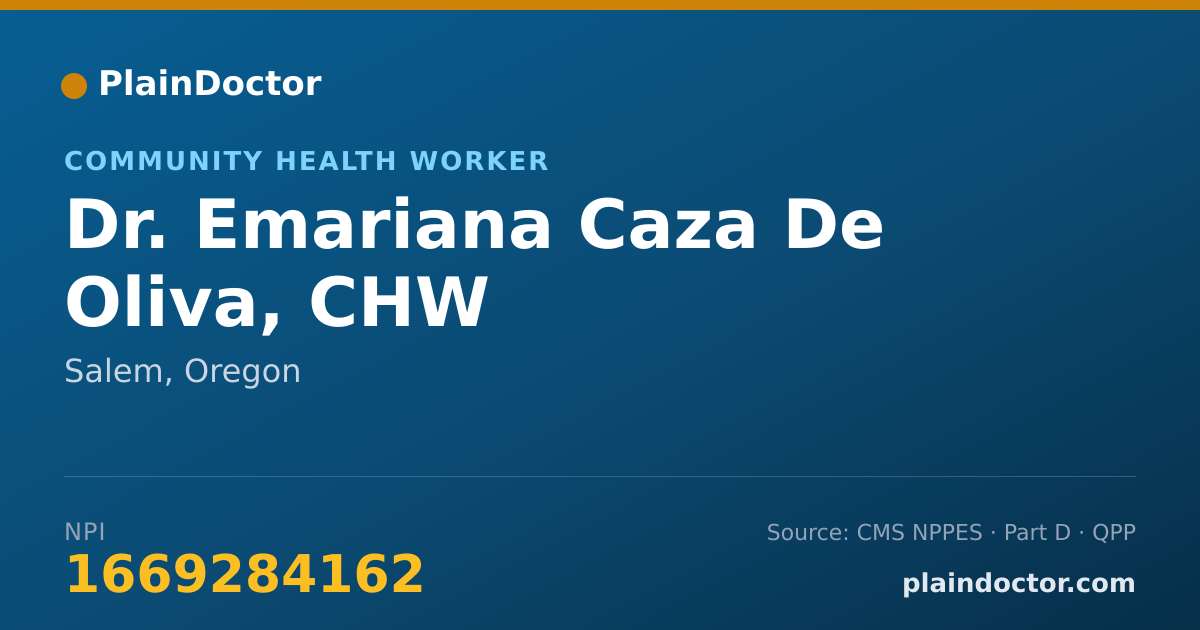 Shareable card for Emariana Caza De Oliva, CHW - Community Health Worker, Salem, OR