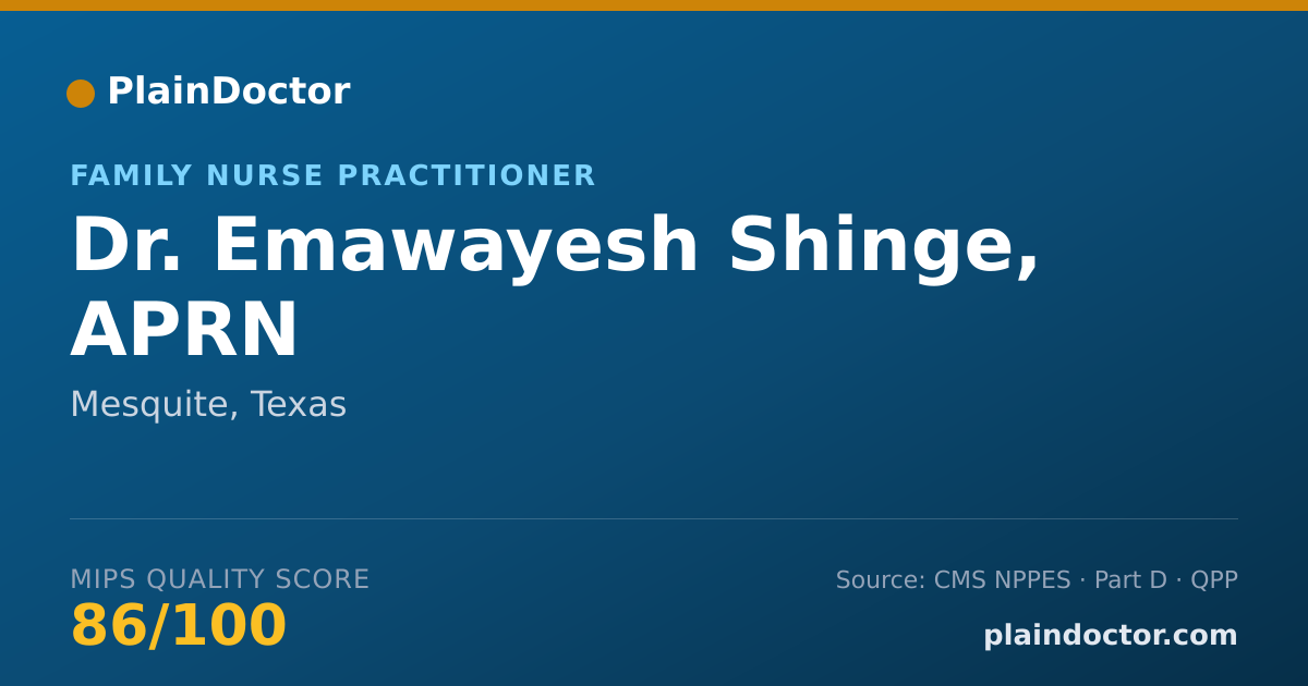 Shareable card for Emawayesh Shinge, APRN - Family Nurse Practitioner, Mesquite, TX