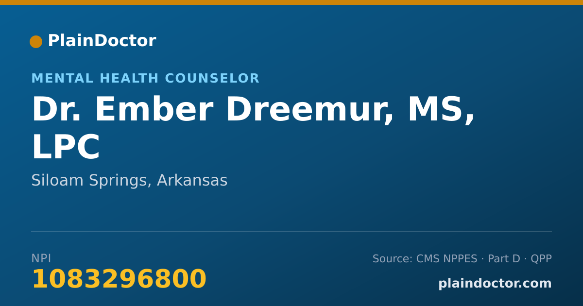Shareable card for Ember Dreemur, MS, LPC - Mental Health Counselor, Siloam Springs, AR