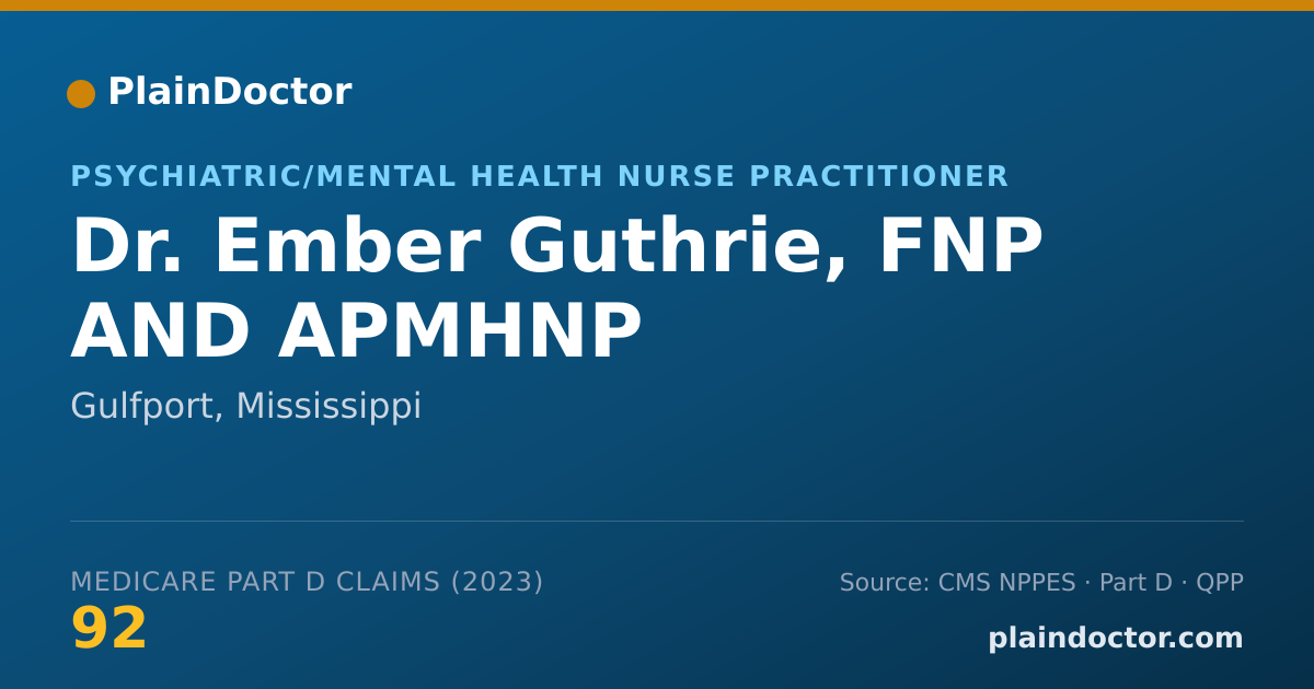 Shareable card for Ember Guthrie, FNP AND APMHNP - Psychiatric/Mental Health Nurse Practitioner, Gulfport, MS