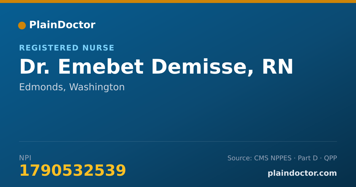 Shareable card for Emebet Demisse, RN - Registered Nurse, Edmonds, WA
