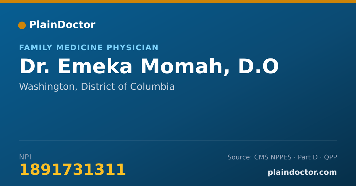 Shareable card for Emeka Momah, D.O - Family Medicine Physician, Washington, DC