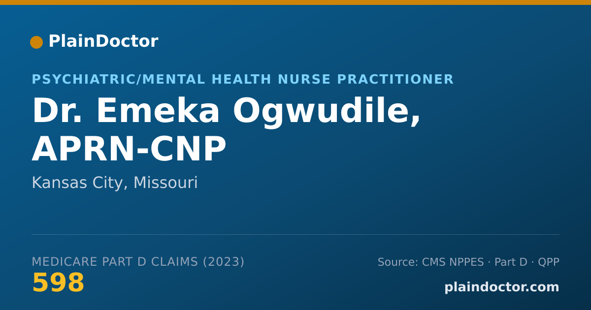 Shareable card for Emeka Ogwudile, APRN-CNP - Psychiatric/Mental Health Nurse Practitioner, Kansas City, MO