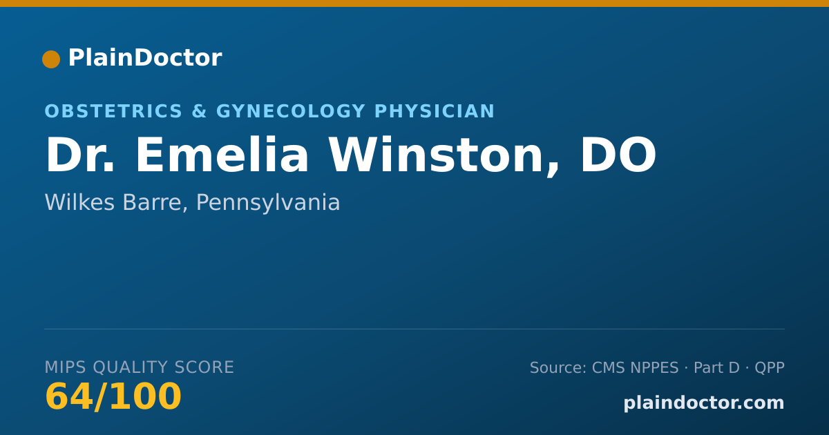 Shareable card for Emelia Winston, DO - Obstetrics & Gynecology Physician, Wilkes Barre, PA