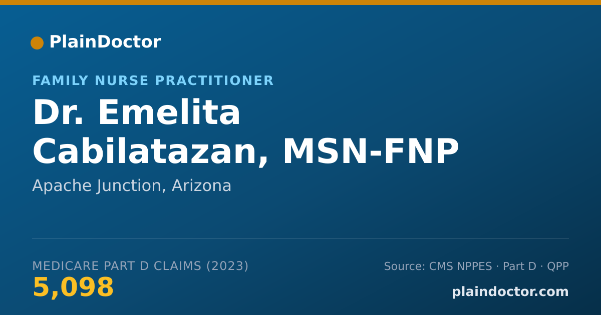 Shareable card for Emelita Cabilatazan, MSN-FNP - Family Nurse Practitioner, Apache Junction, AZ