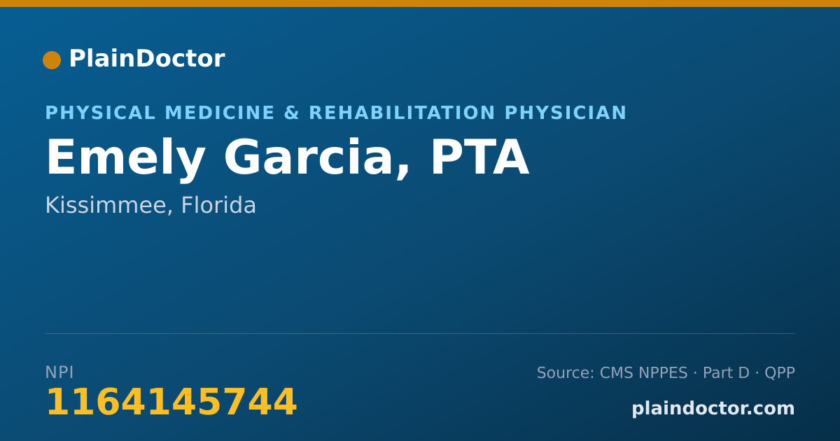 Shareable card for Emely Garcia, PTA - Physical Medicine & Rehabilitation Physician, Kissimmee, FL