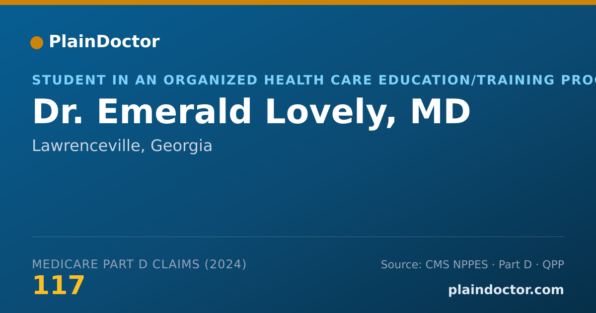 Shareable card for Emerald Lovely, MD - Student in an Organized Health Care Education/Training Program, Lawrenceville, GA