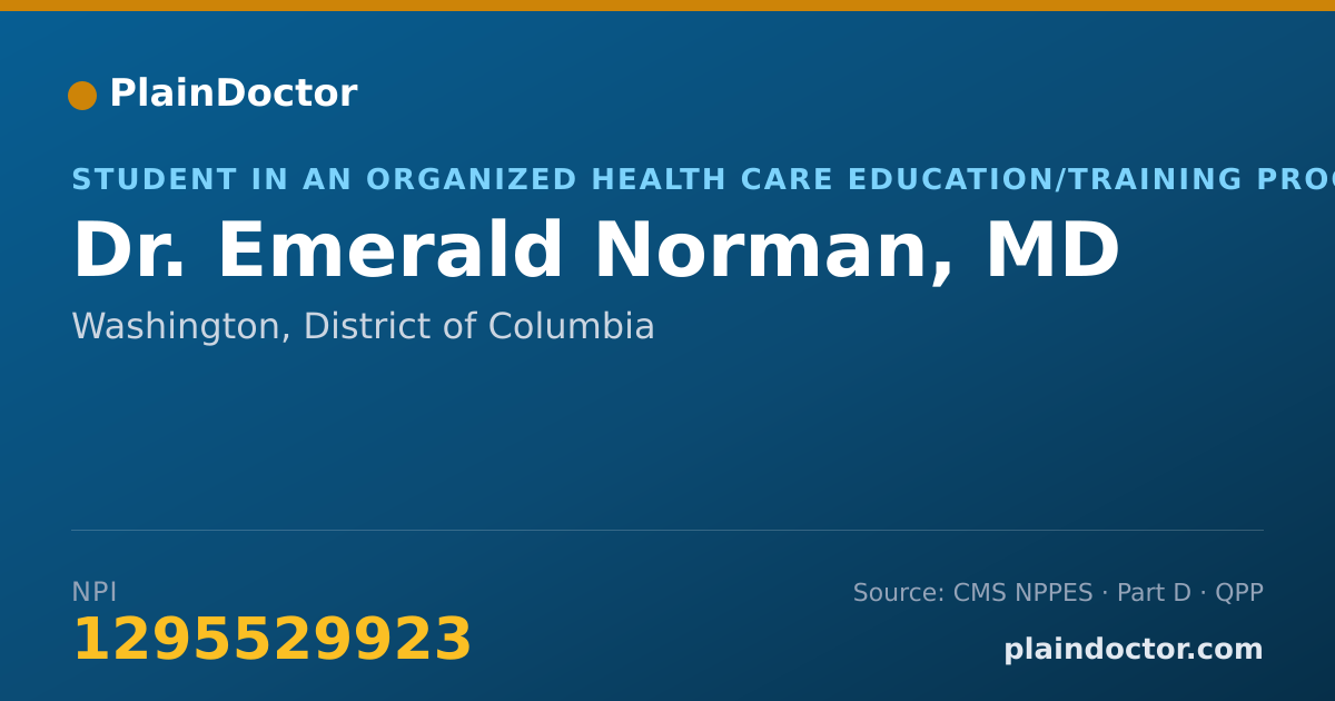 Shareable card for Emerald Norman, MD - Student in an Organized Health Care Education/Training Program, Washington, DC