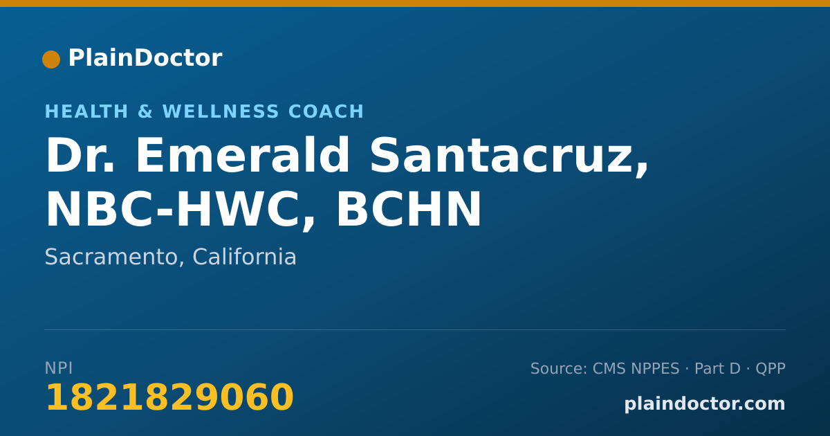 Shareable card for Emerald Santacruz, NBC-HWC, BCHN - Health & Wellness Coach, Sacramento, CA