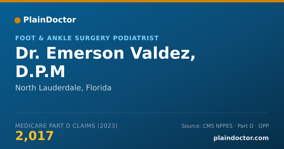 Shareable card for Emerson Valdez, D.P.M - Foot & Ankle Surgery Podiatrist, North Lauderdale, FL