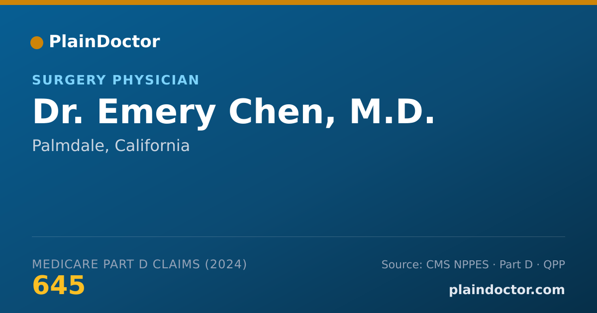 Shareable card for Emery Chen, M.D. - Surgery Physician, Palmdale, CA