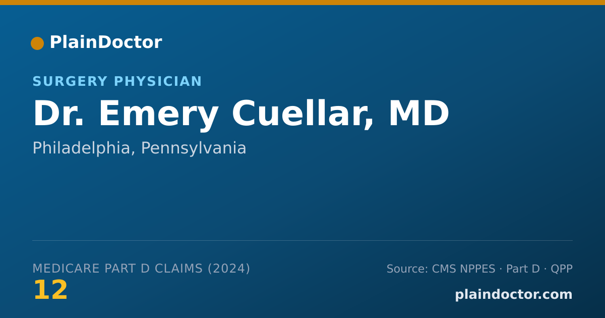 Shareable card for Emery Cuellar, MD - Surgery Physician, Philadelphia, PA