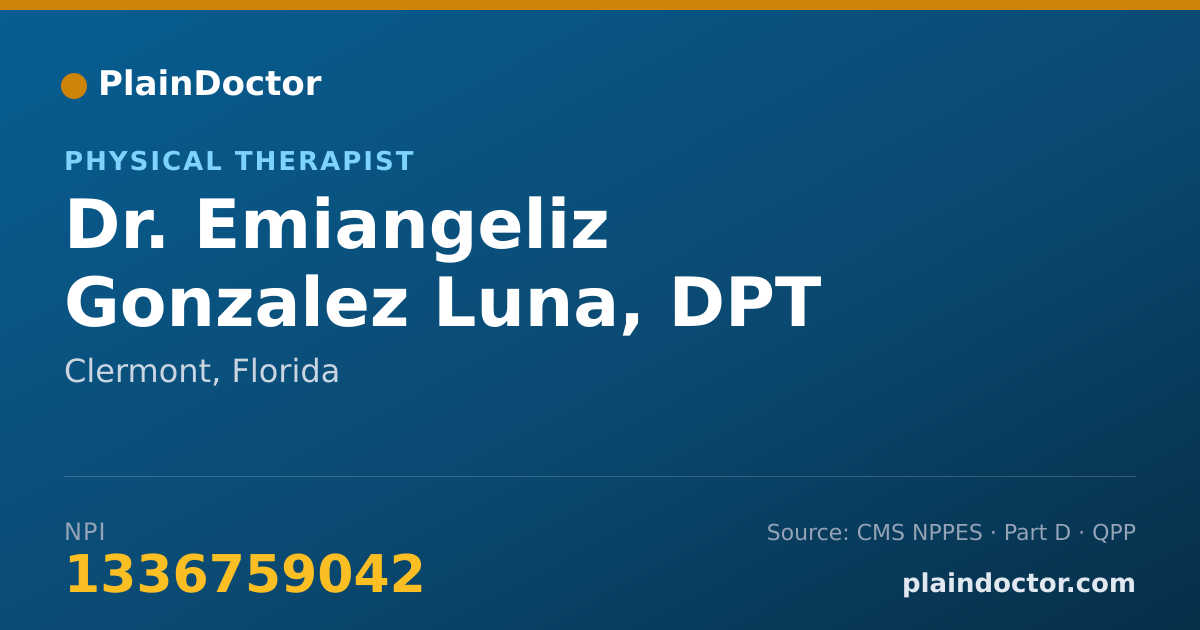 Shareable card for Emiangeliz Gonzalez Luna, DPT - Physical Therapist, Clermont, FL