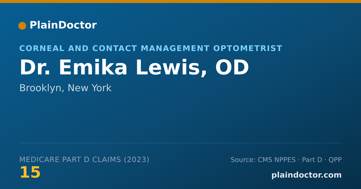 Shareable card for Emika Lewis, OD - Corneal and Contact Management Optometrist, Brooklyn, NY