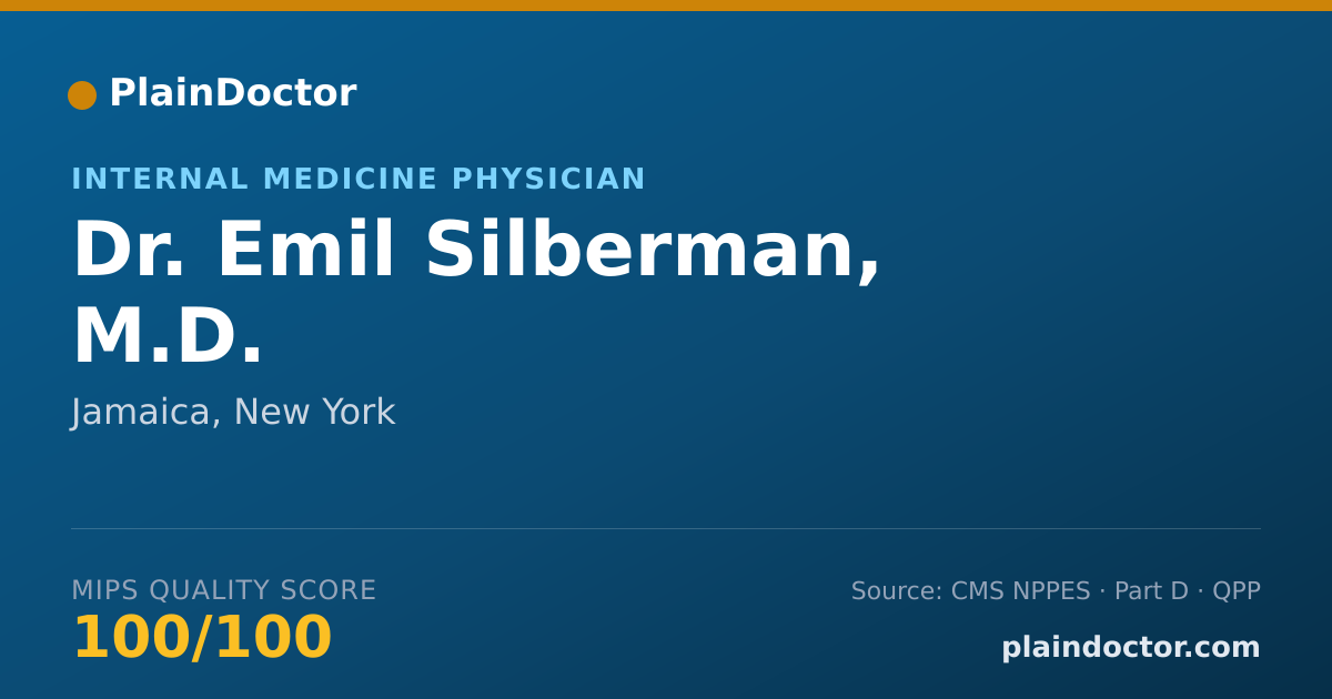 Shareable card for Emil Silberman, M.D. - Internal Medicine Physician, Jamaica, NY