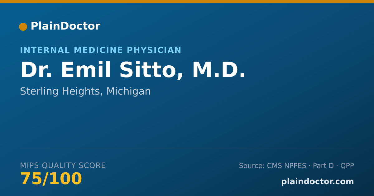 Shareable card for Emil Sitto, M.D. - Internal Medicine Physician, Sterling Heights, MI