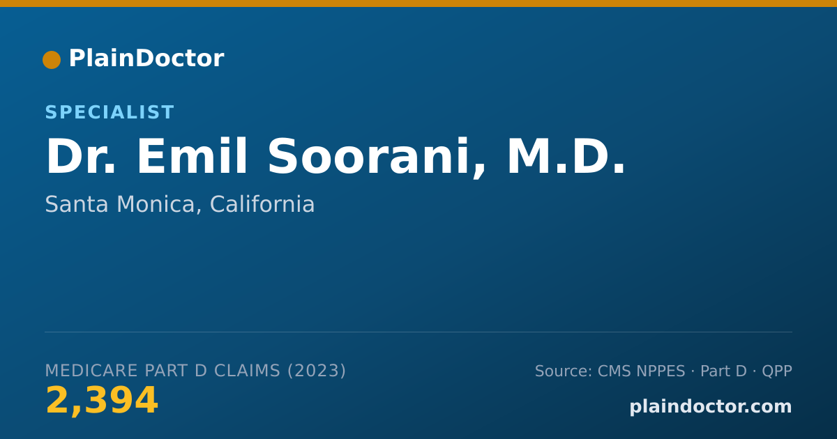 Shareable card for Emil Soorani, M.D. - Specialist, Santa Monica, CA