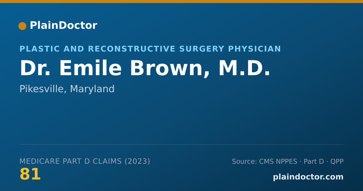 Shareable card for Emile Brown, M.D. - Plastic and Reconstructive Surgery Physician, Pikesville, MD