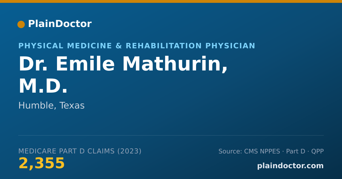 Shareable card for Emile Mathurin, M.D. - Physical Medicine & Rehabilitation Physician, Humble, TX
