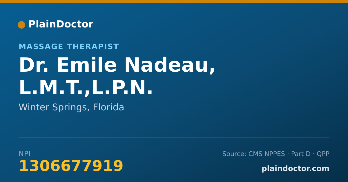Shareable card for Emile Nadeau, L.M.T.,L.P.N. - Massage Therapist, Winter Springs, FL