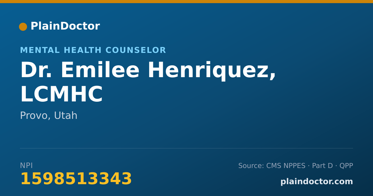 Shareable card for Emilee Henriquez, LCMHC - Mental Health Counselor, Provo, UT
