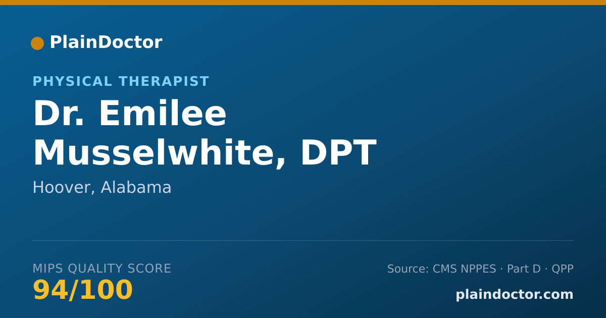 Shareable card for Emilee Musselwhite, DPT - Physical Therapist, Hoover, AL