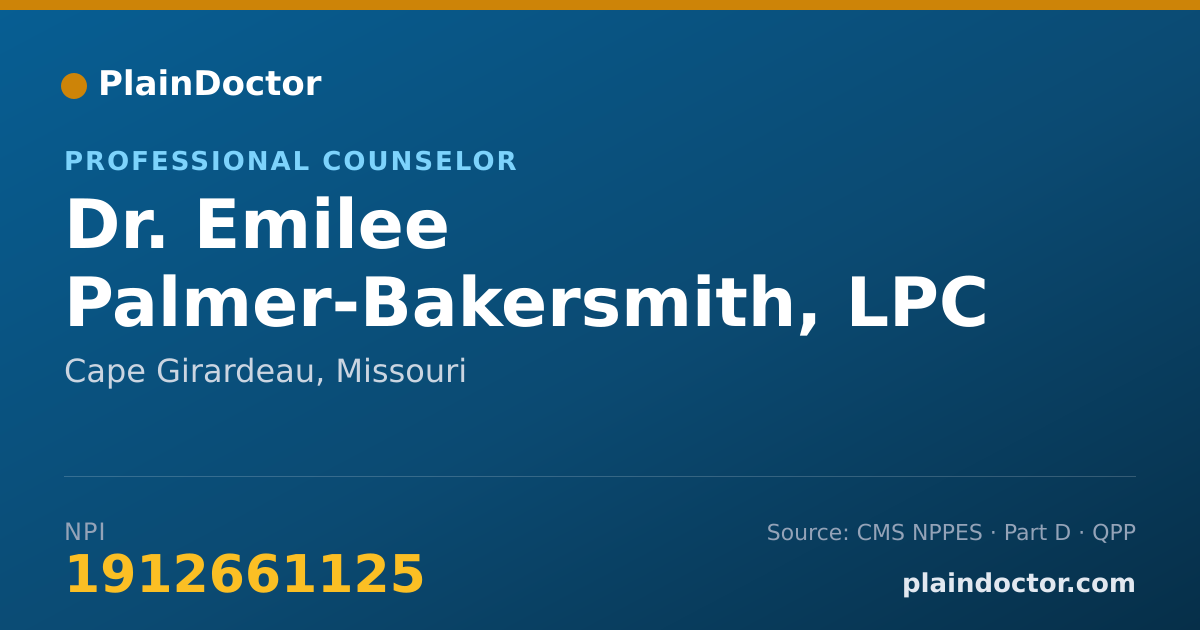 Shareable card for Emilee Palmer-Bakersmith, LPC - Professional Counselor, Cape Girardeau, MO