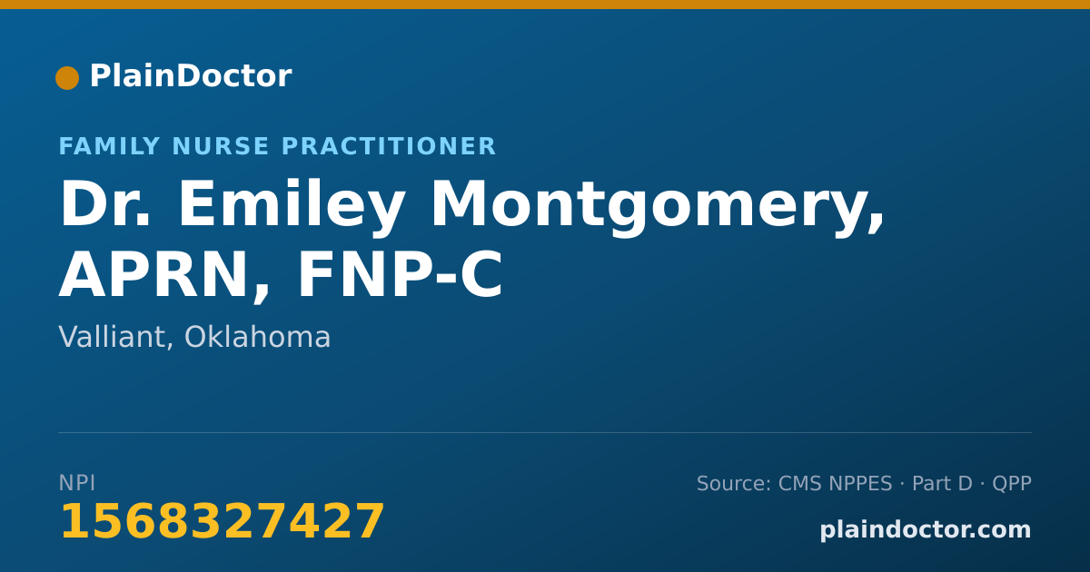 Shareable card for Emiley Montgomery, APRN, FNP-C - Family Nurse Practitioner, Valliant, OK
