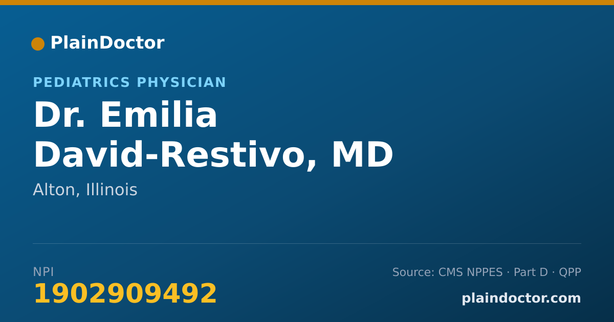 Shareable card for Emilia David-Restivo, MD - Pediatrics Physician, Alton, IL