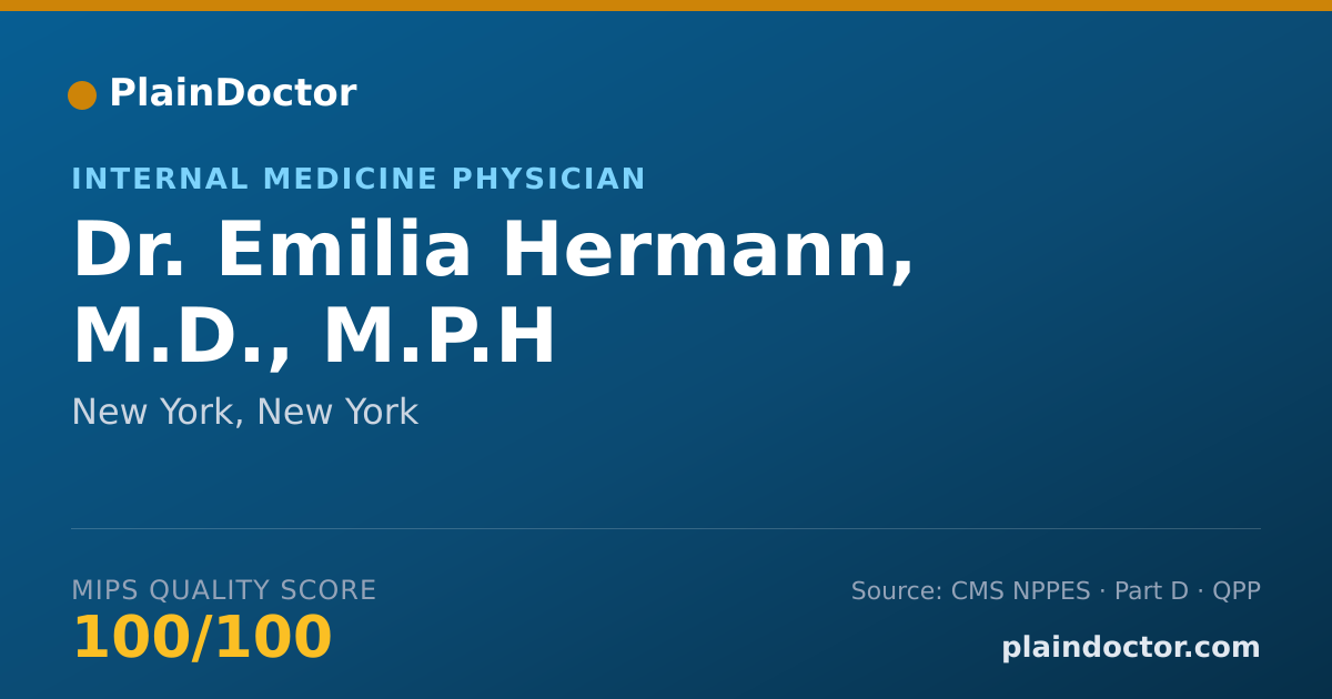 Shareable card for Emilia Hermann, M.D., M.P.H - Internal Medicine Physician, New York, NY