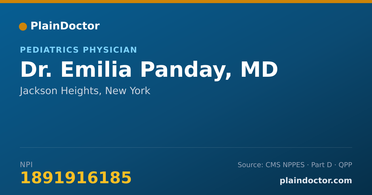 Shareable card for Emilia Panday, MD - Pediatrics Physician, Jackson Heights, NY