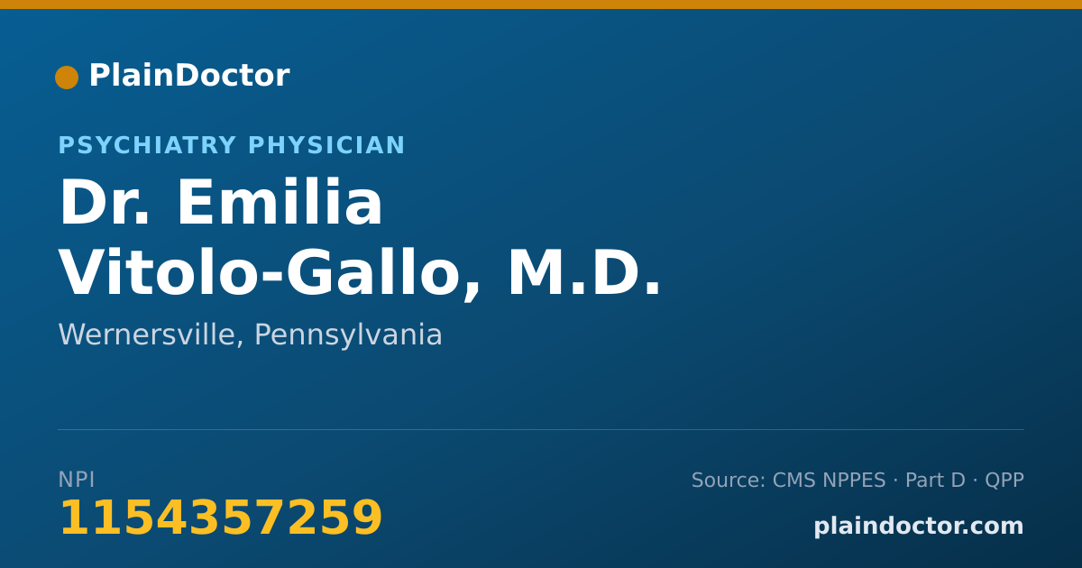 Shareable card for Emilia Vitolo-Gallo, M.D. - Psychiatry Physician, Wernersville, PA