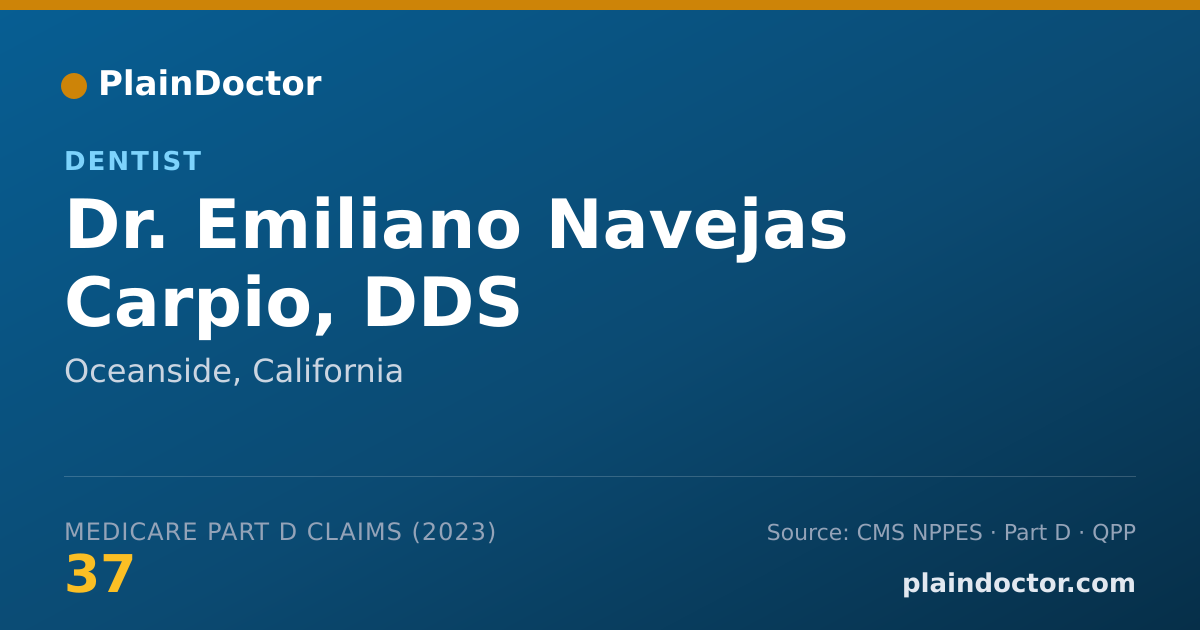Shareable card for Emiliano Navejas Carpio, DDS - Dentist, Oceanside, CA