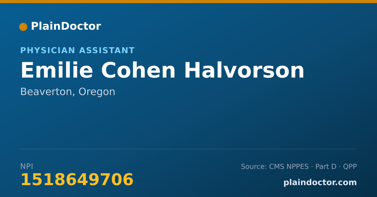 Shareable card for Emilie Cohen Halvorson - Physician Assistant, Beaverton, OR