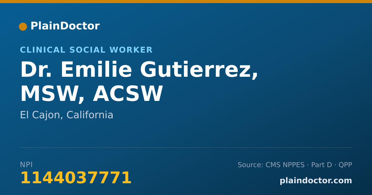 Shareable card for Emilie Gutierrez, MSW, ACSW - Clinical Social Worker, El Cajon, CA